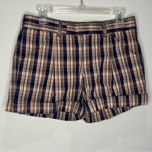 Vince navy blue cuffed plaid shorts shorts, size 4